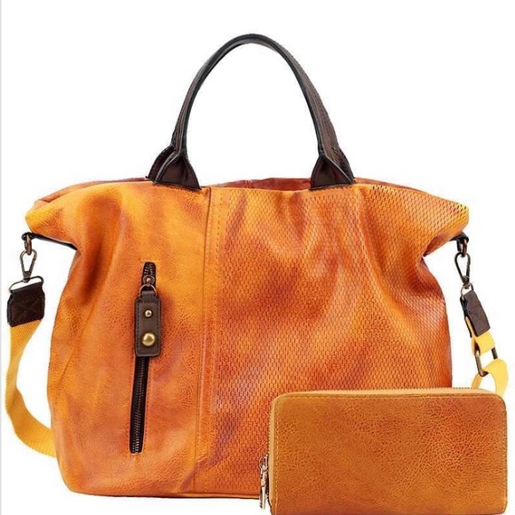 Jaxie’s Unique Handbags - Last - Distressed Vegan Leather Weekender Bag